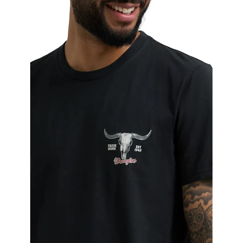 Wrangler Men's Steer Checotah Short Sleeve Tee Shirt - American Original Black - Image 3