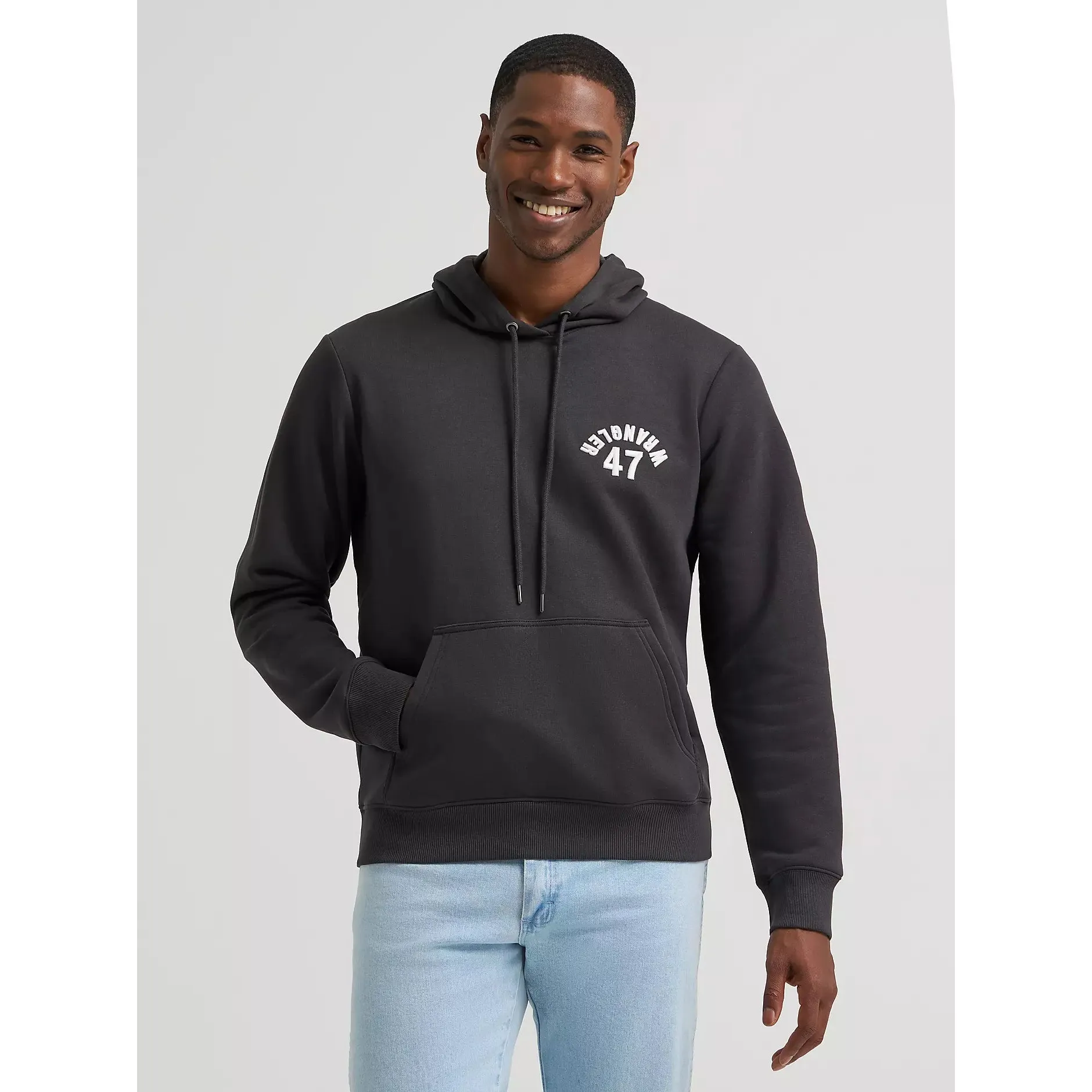 Wrangler Men's Upside Down Wrangler Graphic Hoodie - Phantom
