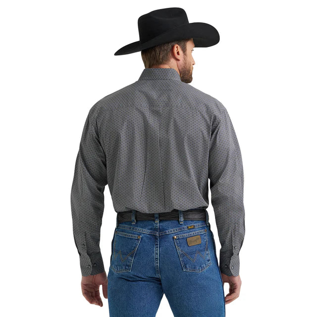 Wrangler Men's Western George Strait Long Sleeve Western Shirt - Grey - Image 2