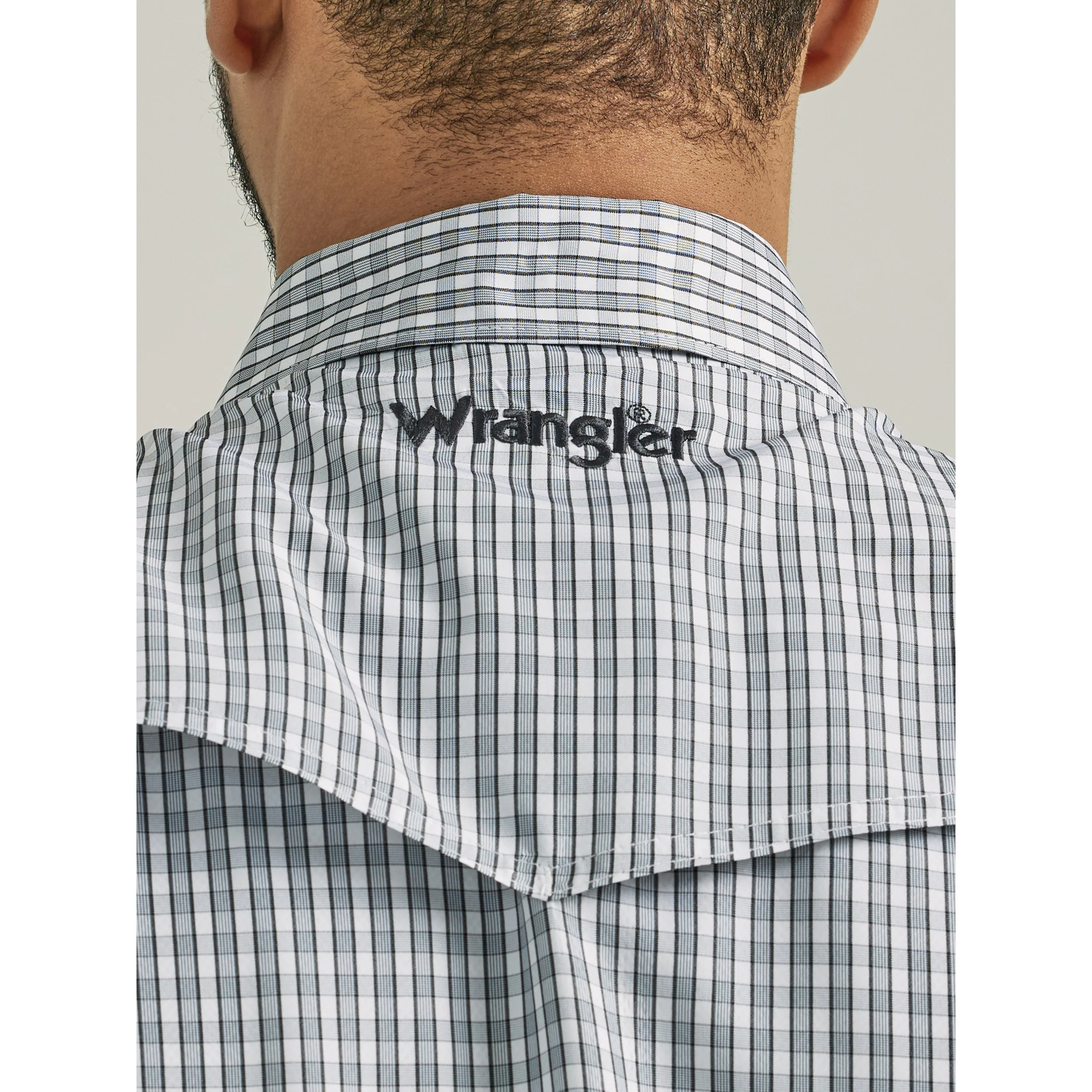 Wrangler Men's Western Plaid Long Sleeve Shirt - Navy - Image 4