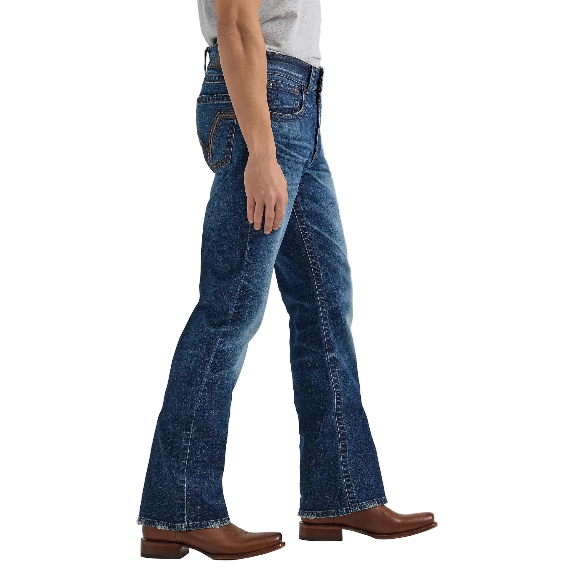 Wrangler Men's Western Rock 47 Slim Boot Jean - Medium Wash - Image 3