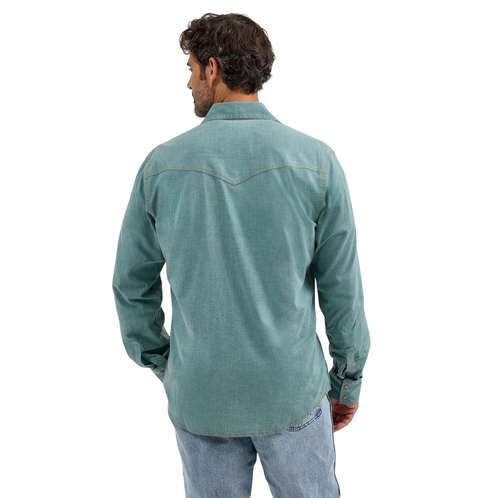 Wrangler Men's Wrangler Retro Modern Fit Premium Long Sleeve Shirt - Pine - Image 2