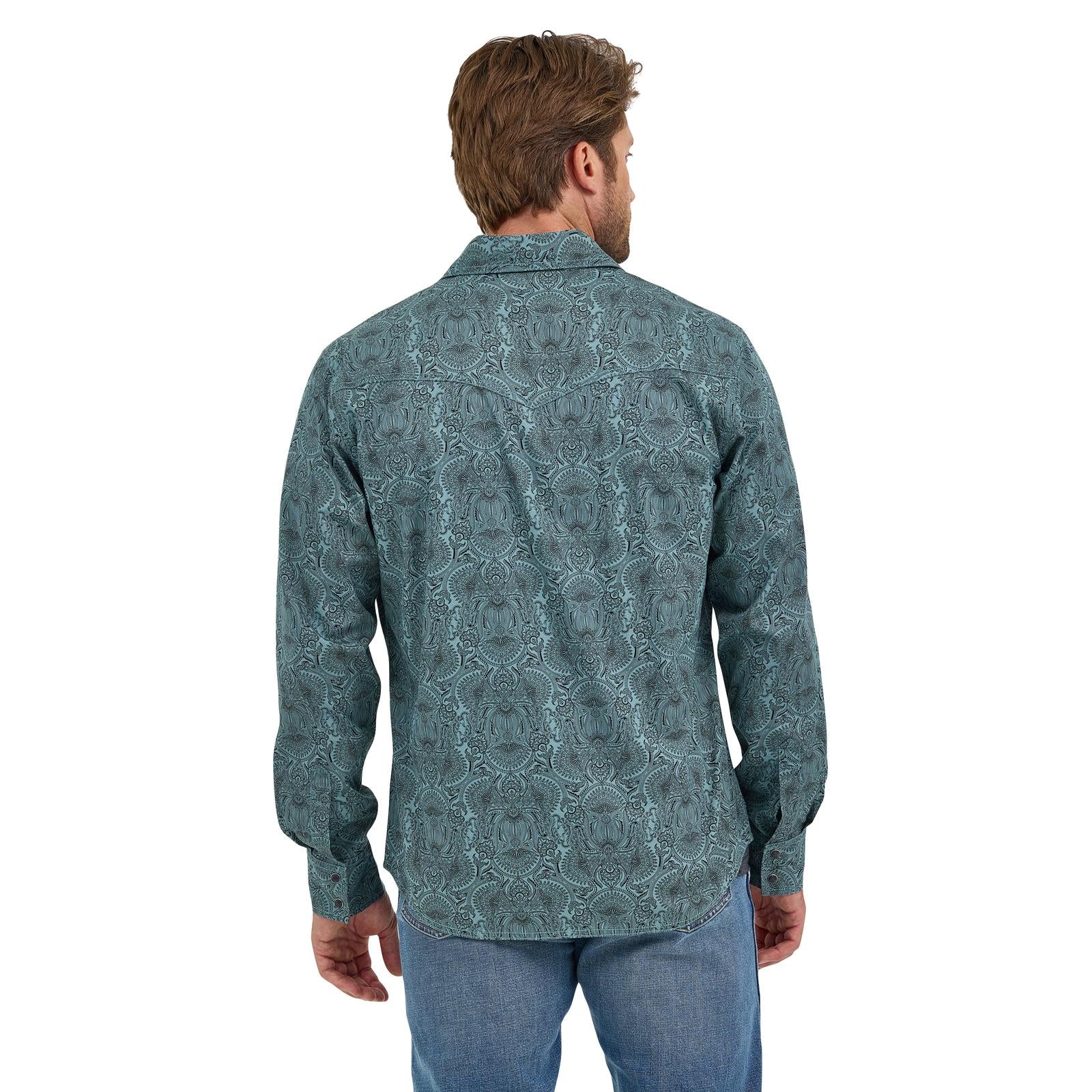 Wrangler Men's Wrangler Retro Modern Fit Premium Long Sleeve Shirt - Pine/Black - Image 2