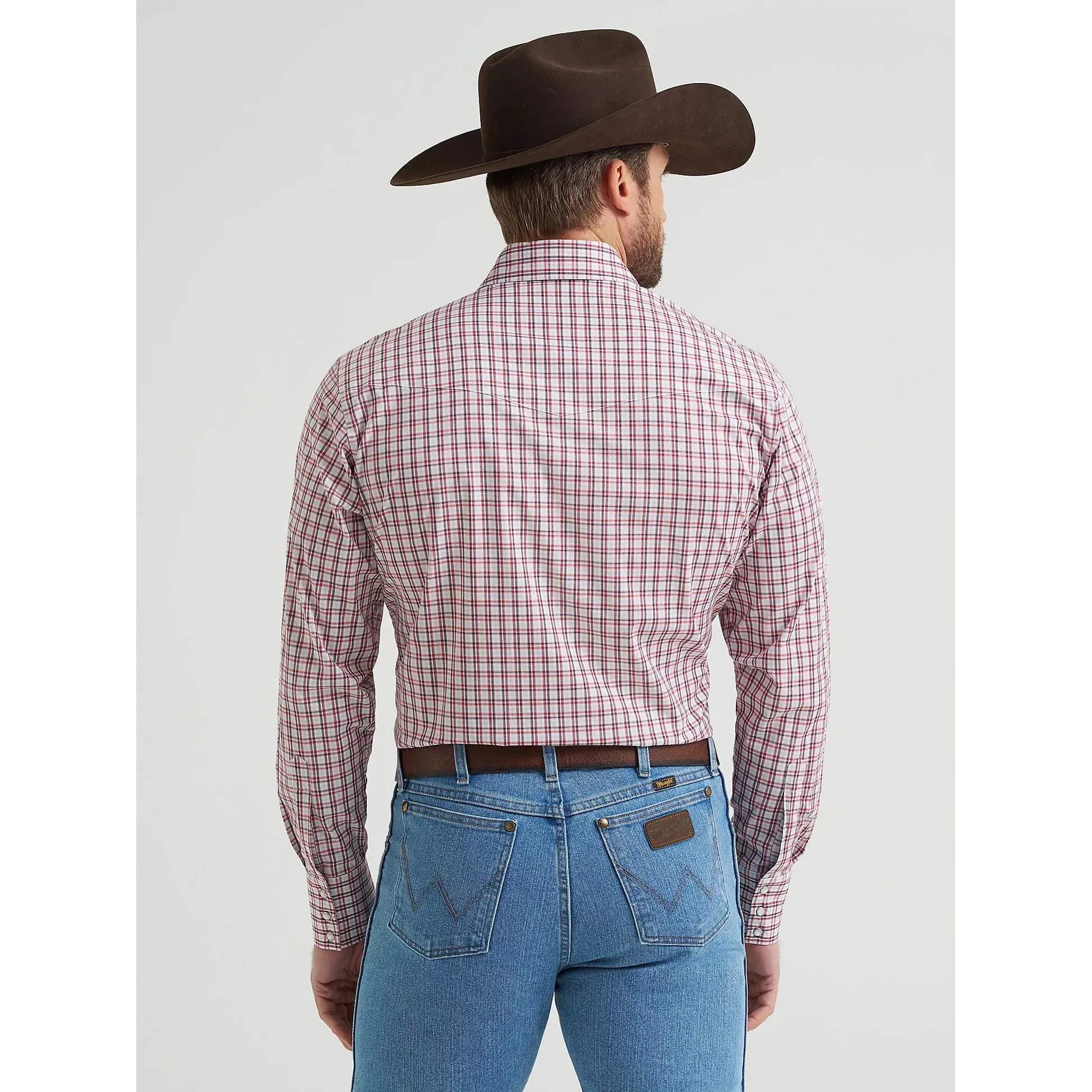 Wrangler Men's Wrinkle Resistant Western Plaid Long Sleeve Shirt - Scarlet Layer - Image 2
