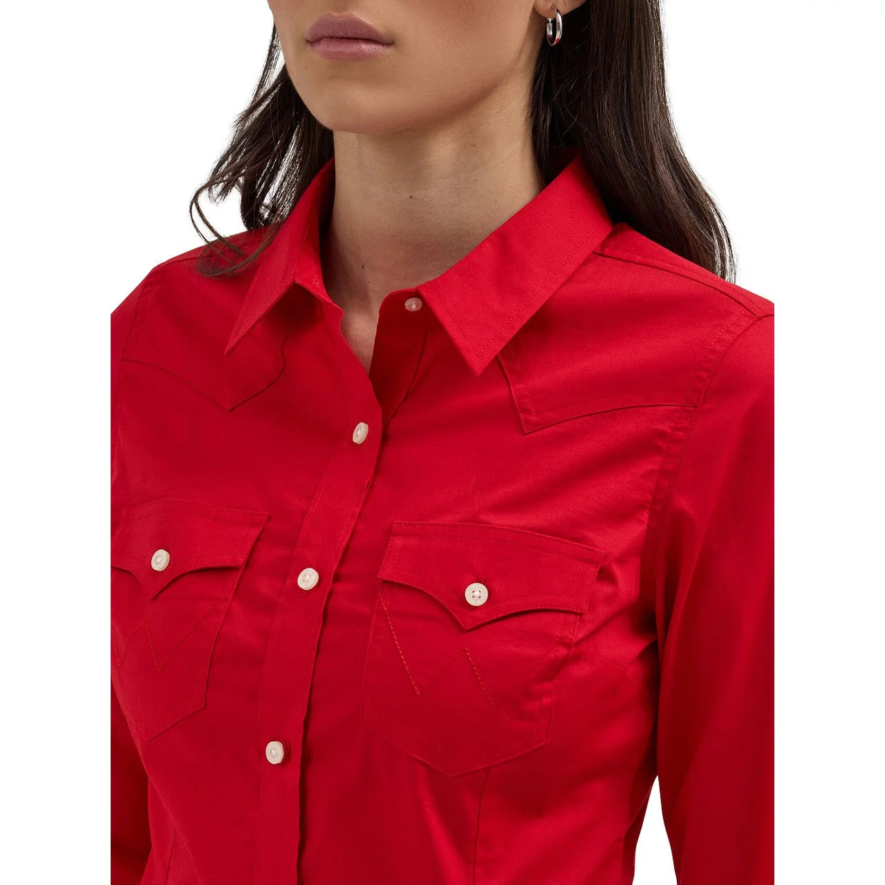 Wrangler Western Women's Long Sleeve Button - Red - Image 2