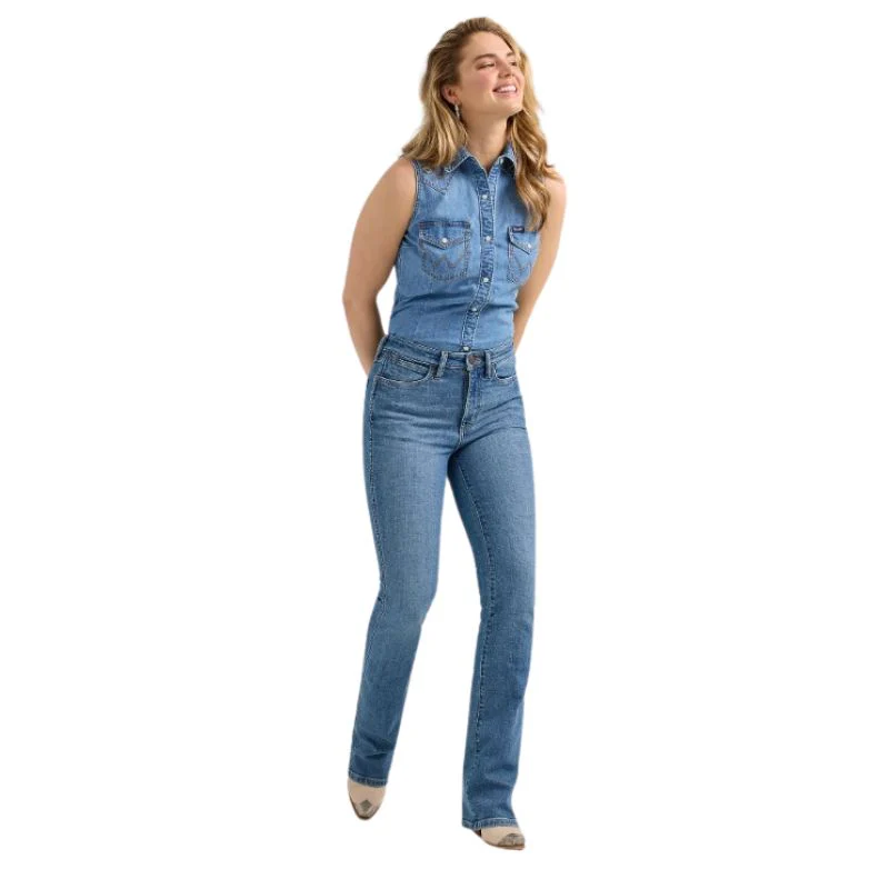 Wrangler Women's Embellished Denim Sleeveless Snap Shirt - Blue - Image 4