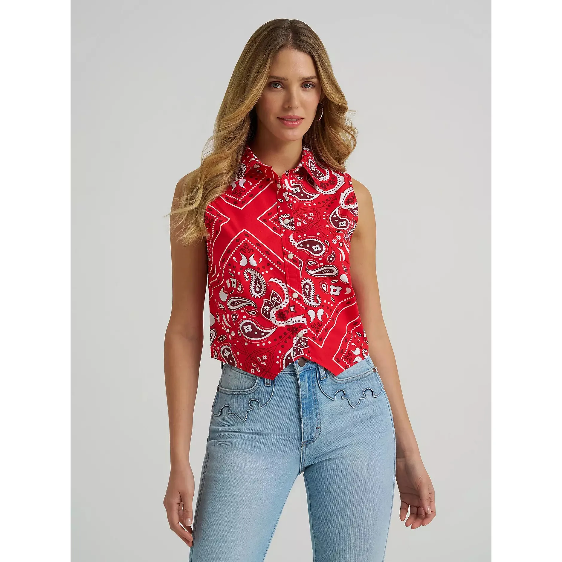 Wrangler Women's Bandana Print Shirt Vest - Red