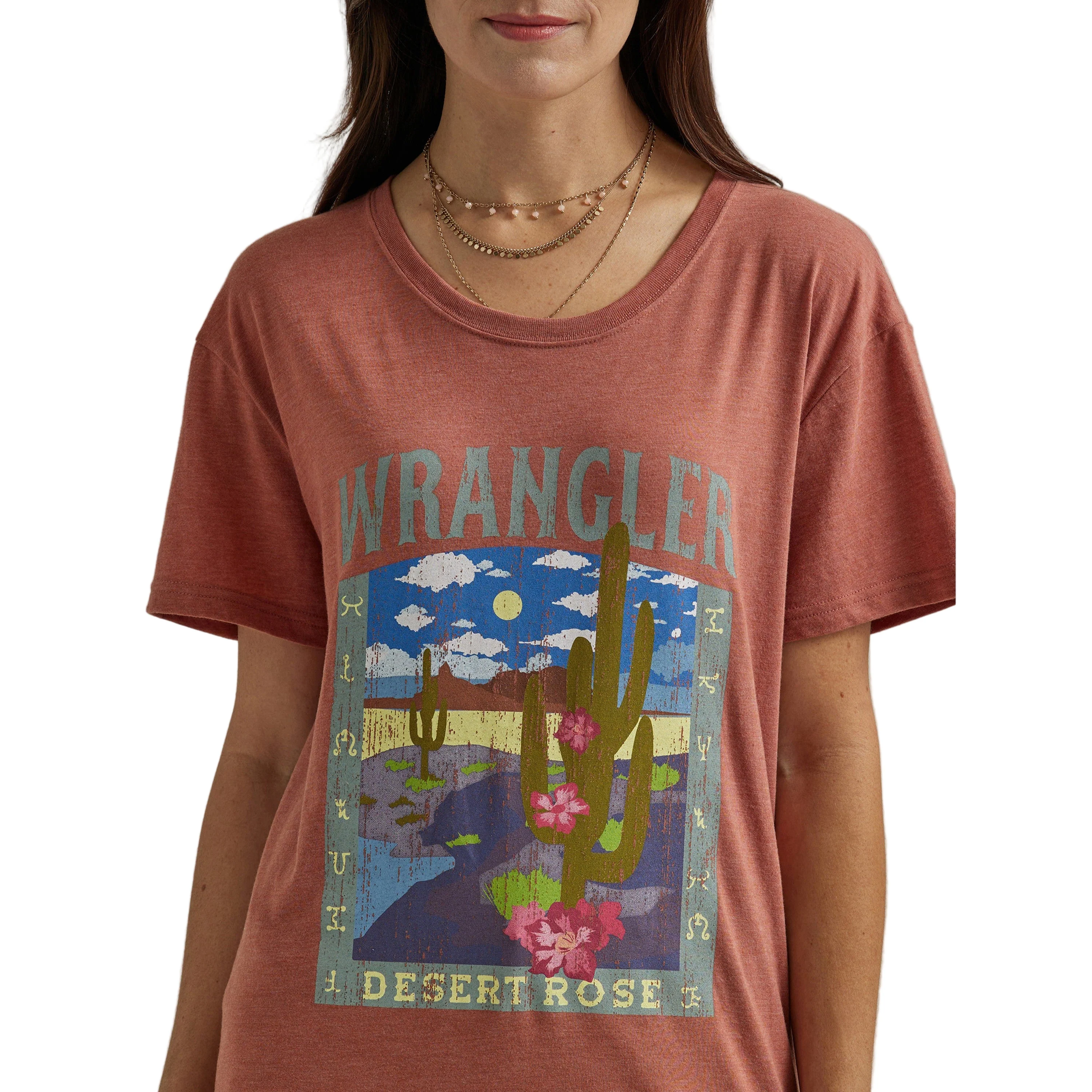 Wrangler Women's Desert Rose Short Sleeve Boyfriend Tee - Rust - Image 4