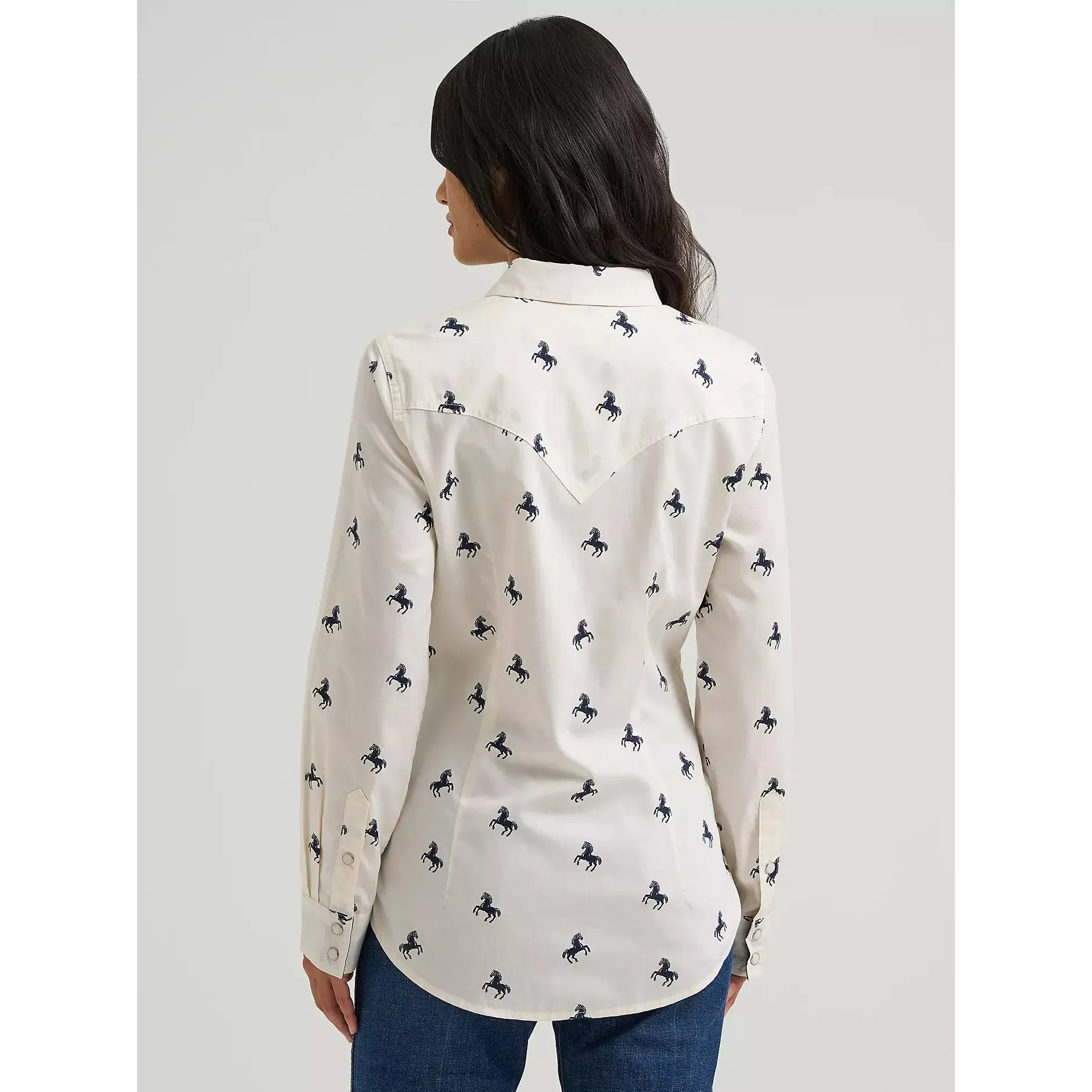 Wrangler Women's Long Sleeve Olivia Horse Western Snap Shirt - Bone - Image 2