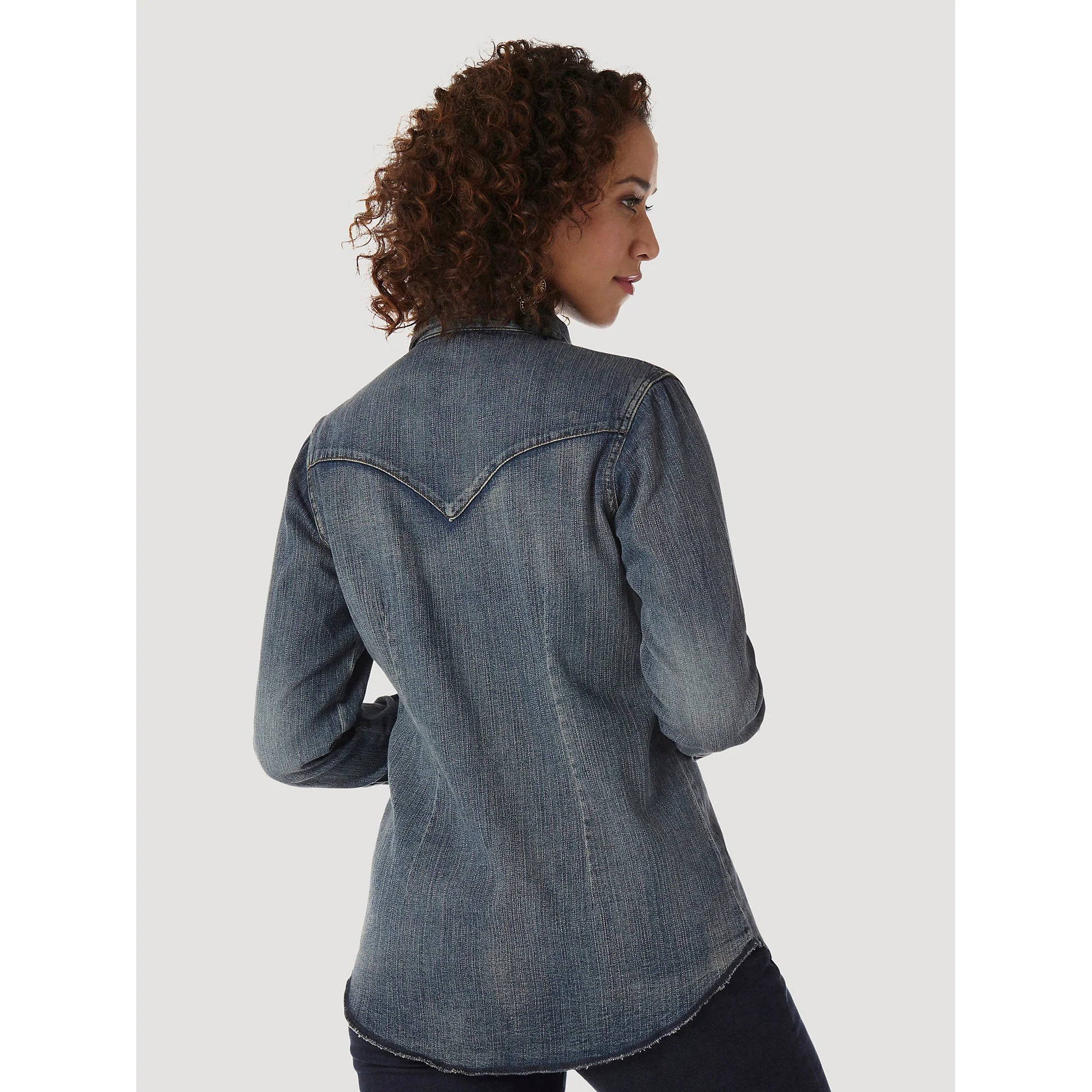 Wrangler Women's Long Sleeve Western Snap Denim Top - Image 3