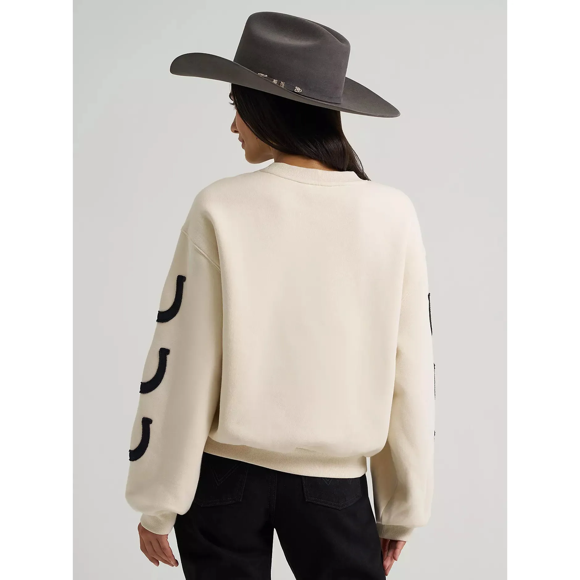 Wrangler Women's Lucky Logo Horseshoe Crew Long Sleeve Sweatshirt - White - Image 2