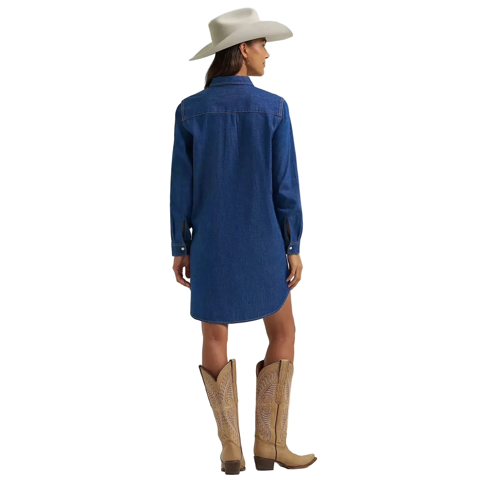 Wrangler Women's Relaxed Long Sleeve Western Shirt Dress - Dark Denim - Image 2