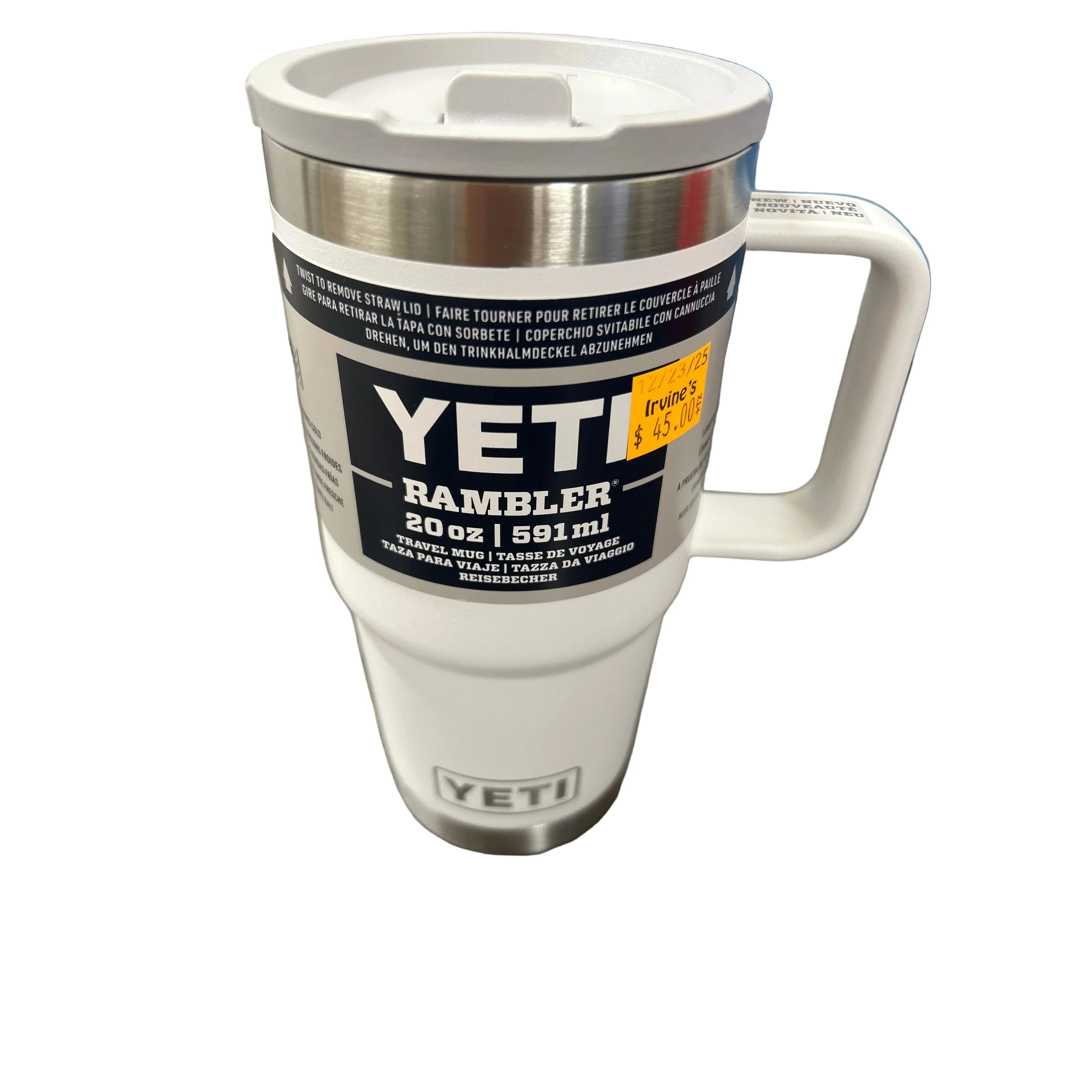 Yeti Rambler 591ml Rambler Travel Mug w Straw - White